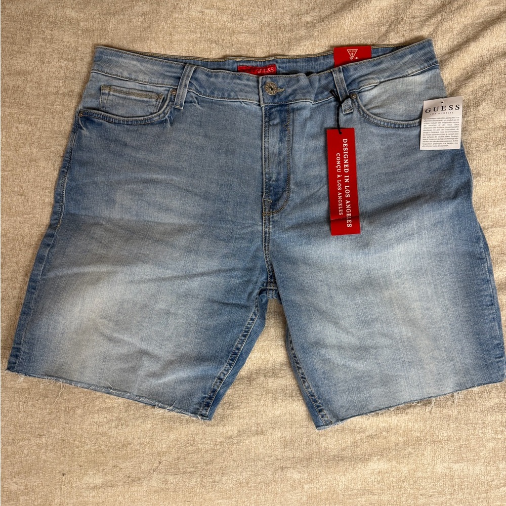 Guess Men's Light Wash Blue Denim Shorts